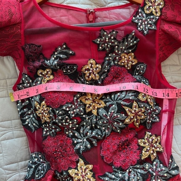 Jovani Burgundy Floral Embroidered Fit and Flare
Contemporary Dress M59787 - Picture 11 of 16